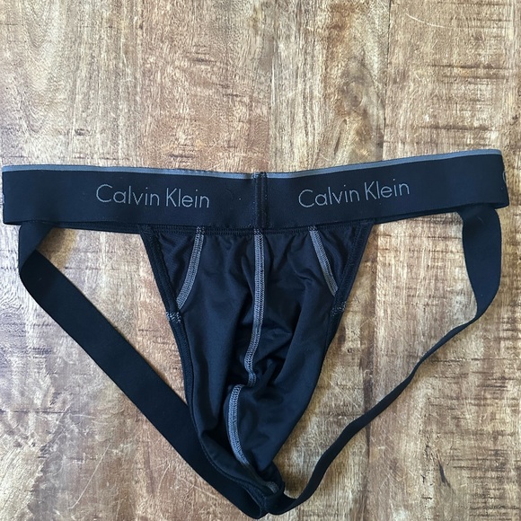 Calvin Klein Athletic Black Jockstrap with Logo Waistband - Picture 2 of 2